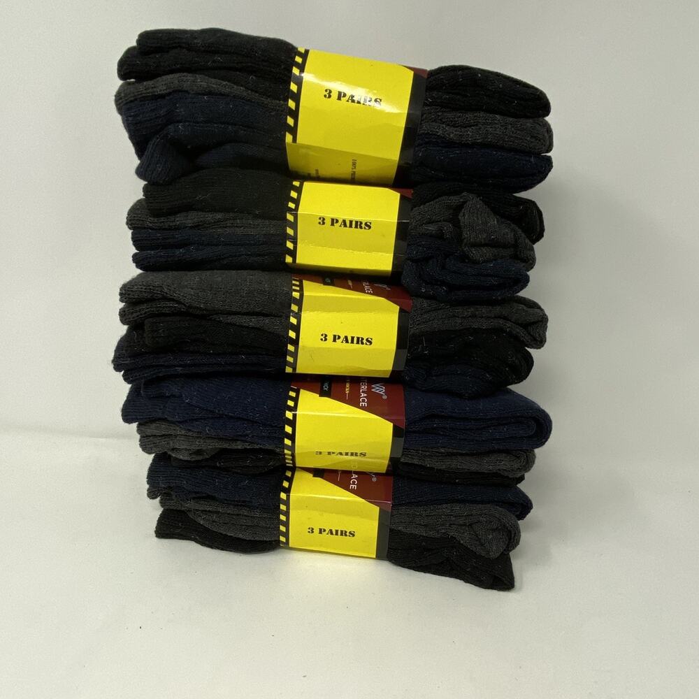 Winterlace Thermal Boot Socks 3 Pair Black Blue Gray Shoe Size 10-13 5 5 Pack